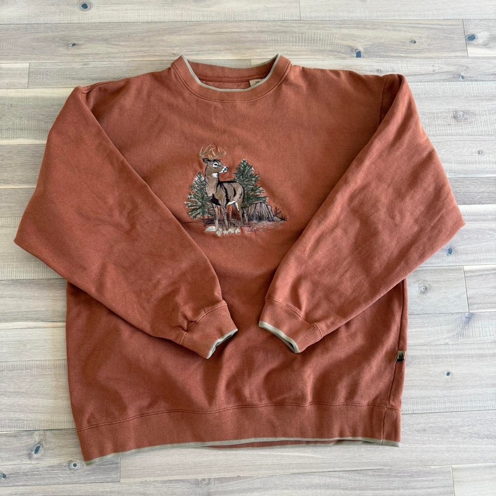 Outdoor Life orange deer crewneck sweatshirt Size XXL